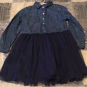 4t denim dress with tulle skirt